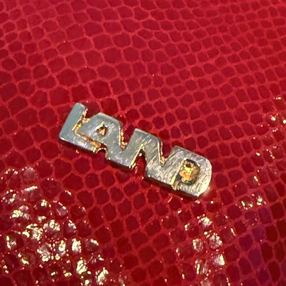 LAND Red Leather Snakeskin Glossy Cowhide Crossbody Bag w Gold Fringe Tassle EUC - Picture 6 of 13